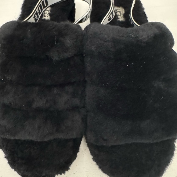 UGG Fluff Yeah Shearling Slingback Slide Slippers Black Size 10 - Picture 4 of 15